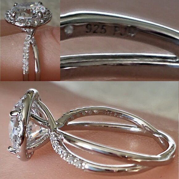 5 Ct. Diamond Simulant Rhondium Over Sterling Silver Ring, Engagement Ring - Picture 4 of 4